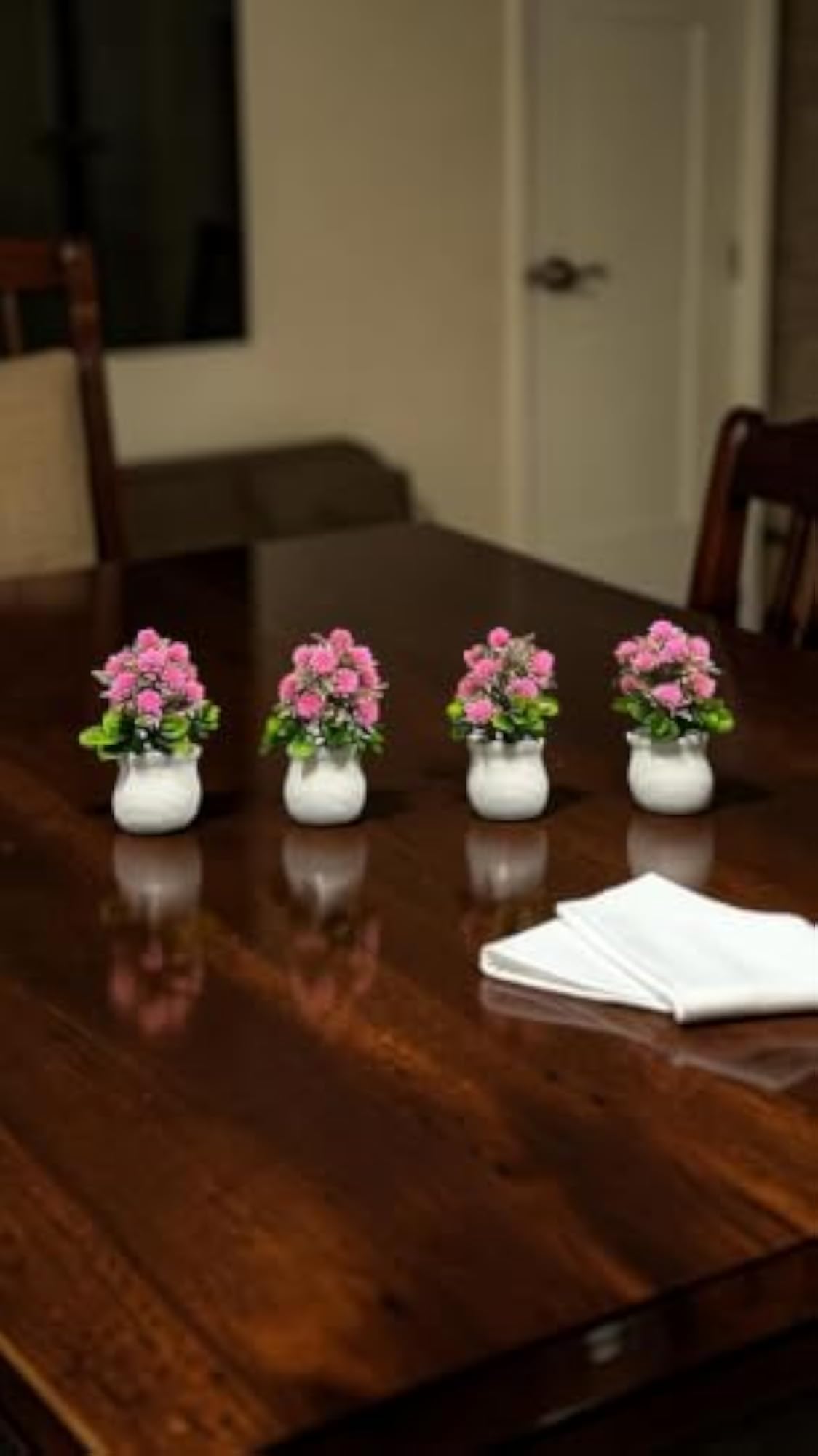 B.Pot Big White Pot Big Leaf Pink Artificial Plant Pack of 2, Decorative Gift